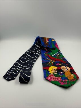 Looney Tunes Mania 1993 Silk Tie Ocean Theme Taz Marvin The Martian Elmer Fudd